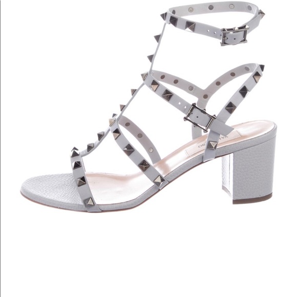 studded gladiator block heels